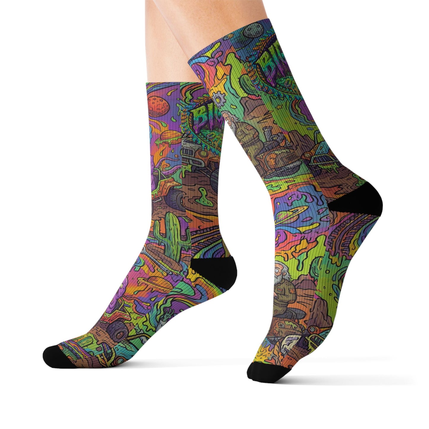 Psychedelic Street Art Sublimation Socks — Colorful Retro Skate Vibes