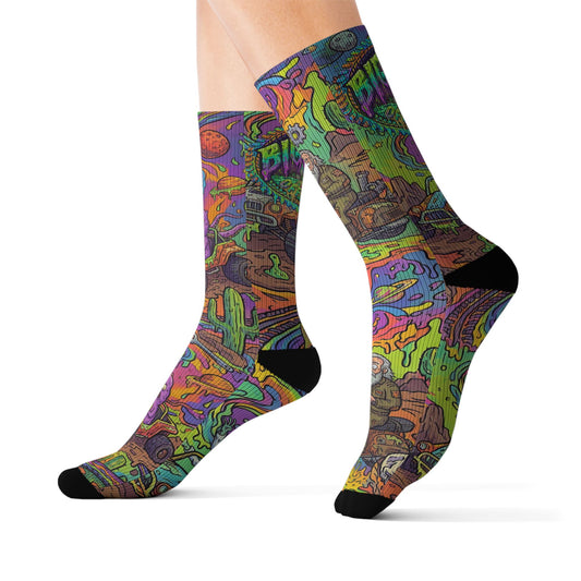 Psychedelic Street Art Sublimation Socks — Colorful Retro Skate Vibes