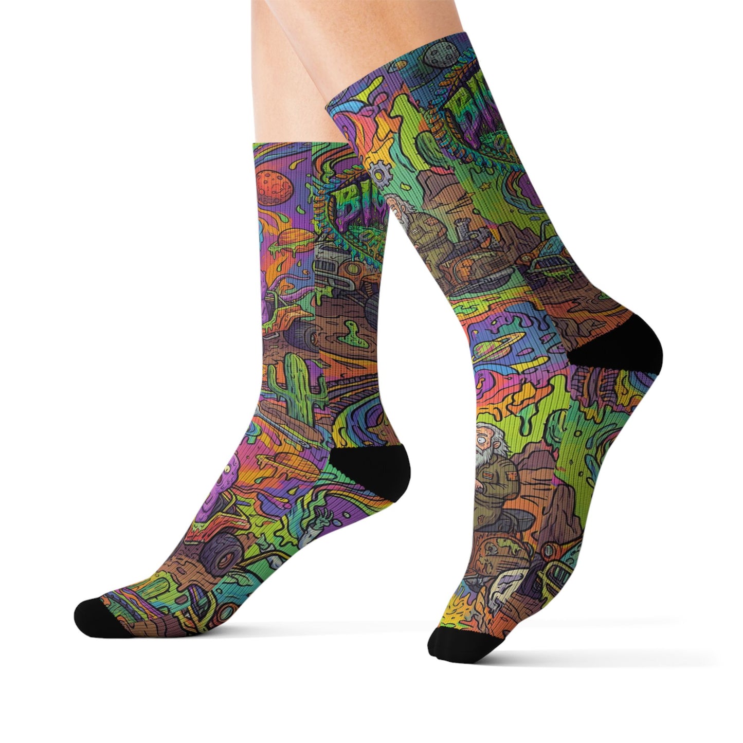 Psychedelic Street Art Sublimation Socks — Colorful Retro Skate Vibes