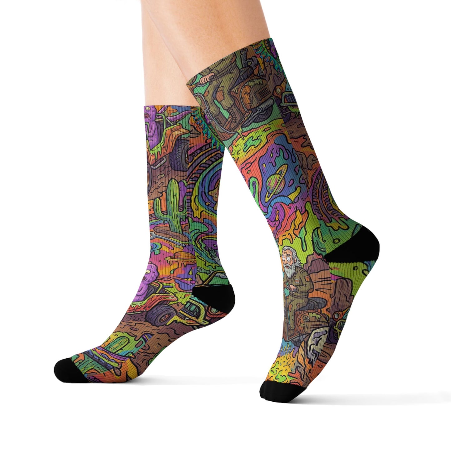Psychedelic Street Art Sublimation Socks — Colorful Retro Skate Vibes